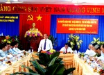 Đồng chí Nguyễn Xuân Phúc, Uỷ viên Bộ chính trị, Phó Thủ tướng Chính phủ, Trưởng đoàn công tác Trung ương về kiểm tra tổ chức lấy ý kiến nhân dân về Dự thảo sửa đổi Hiến pháp 1992