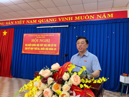 ĐBQH Nguyễn Tuấn Anh tiếp xúc cử tri sau kỳ họp thứ 3, Quốc hội khóa XV tại phường Hưng Chiến, thị xã Bình Long