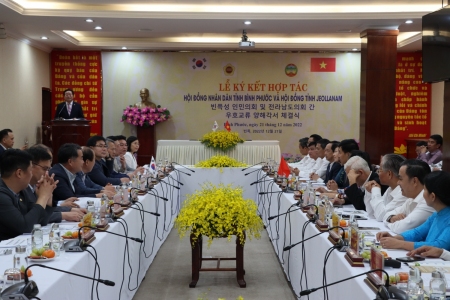 Ký kết hợp tác giữa Hội đồng nhân dân tỉnh Bình Phước và Hội đồng tỉnh Jeollanam – Hàn Quốc