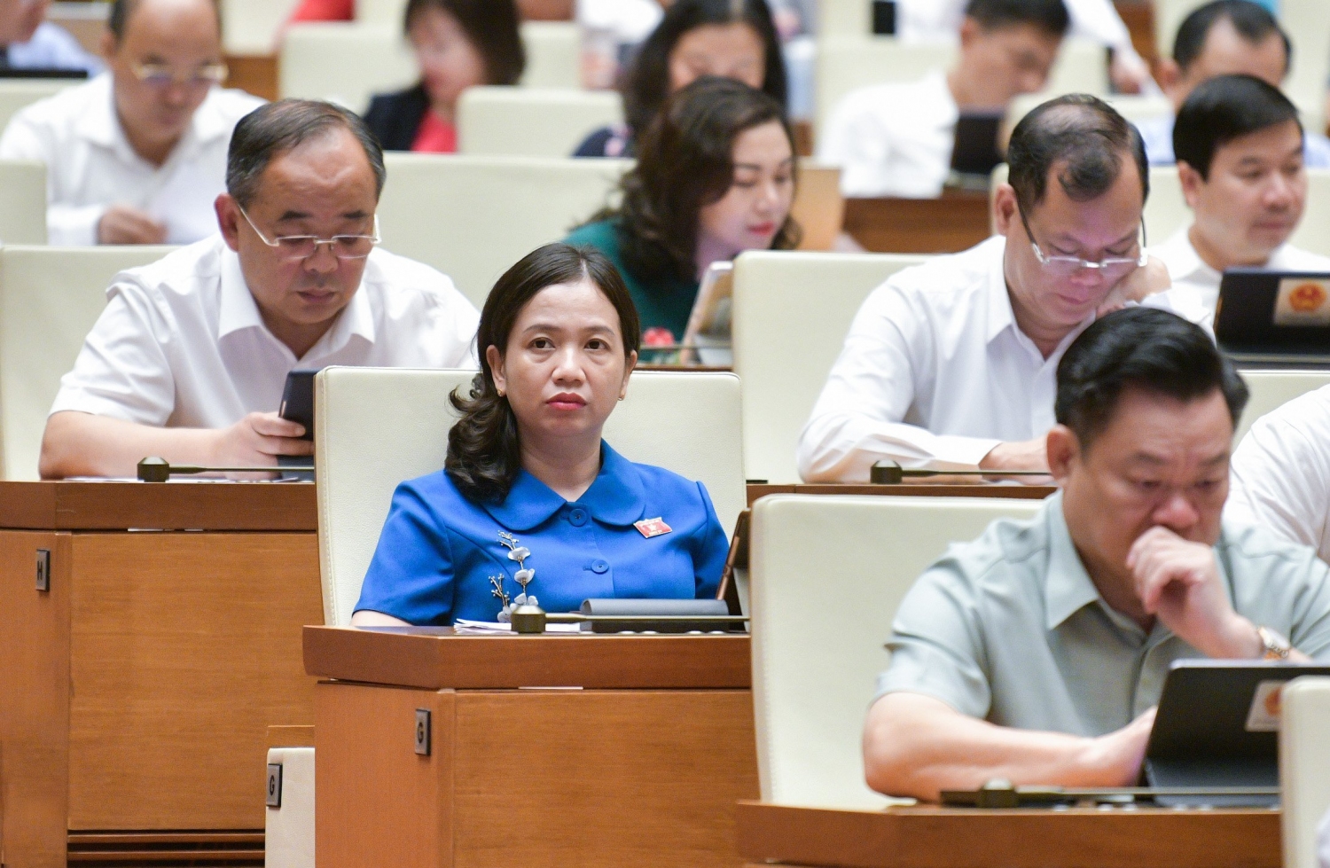 Phó Trưởng đoàn chuyên trách, phụ trách đoàn ĐBQH tỉnh Bình Phước Điểu Huỳnh Sang tại phiên chất vấn