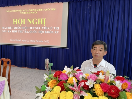Đoàn ĐBQH tỉnh Bình Phước tiếp xúc cử tri sau kỳ họp thứ 3, Quốc hội khóa XV tại xã Minh Hưng, huyện Chơn Thành
